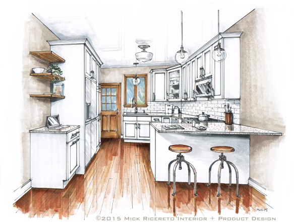 Small Kitchen Rendering by Mick Ricereto